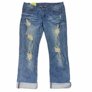 Machine Pour Neuf Mode Destroyed Light Wash Jeans
